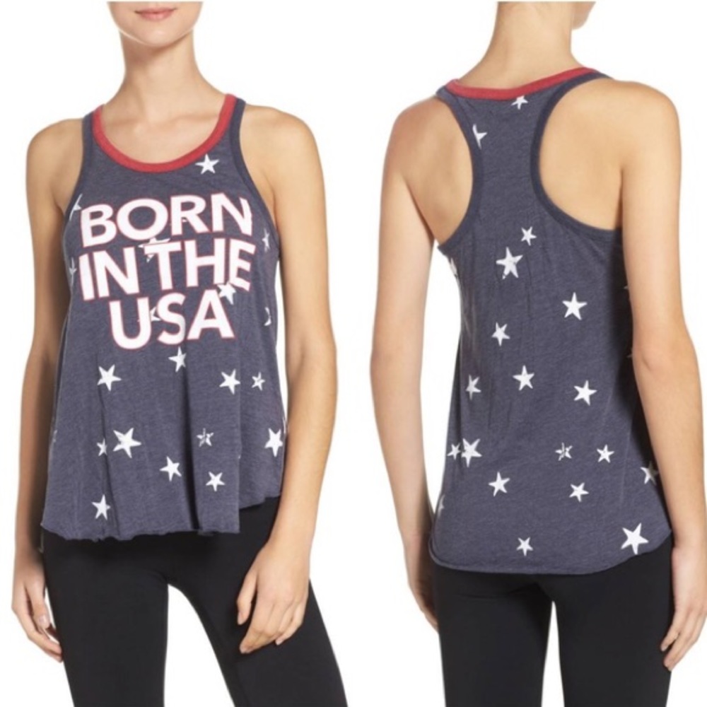 NWT Chaser Born in the USA Patriotic Tank Blue